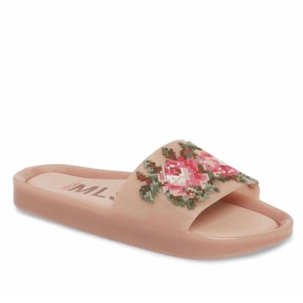 Melissa Pink Floral Slide Sandals